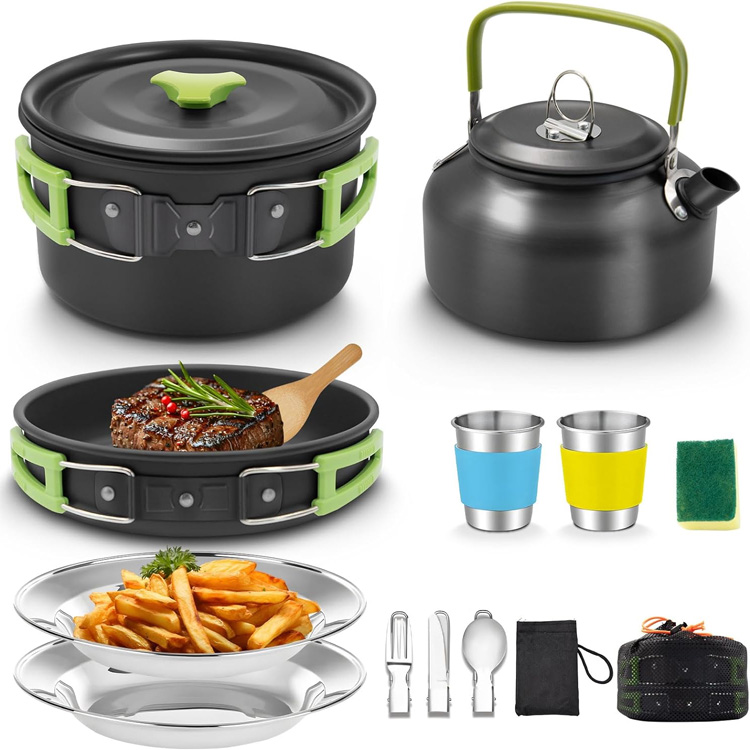 16ks Camping riad, Camping Cooking Set Camping Pot