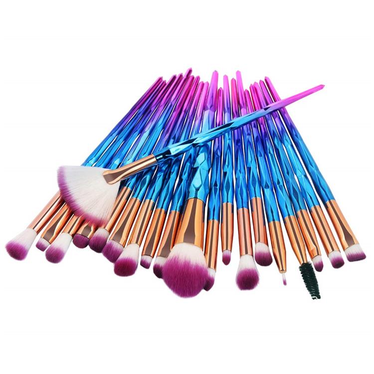 Sada 20pc Rainbow Unicorn Diamond Makeup Brush