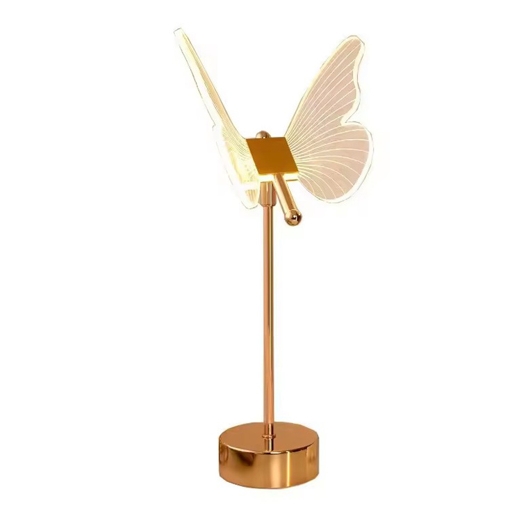 Nastaviteľná skladacia krištáľová stolová lampa s motýľom do domácnosti