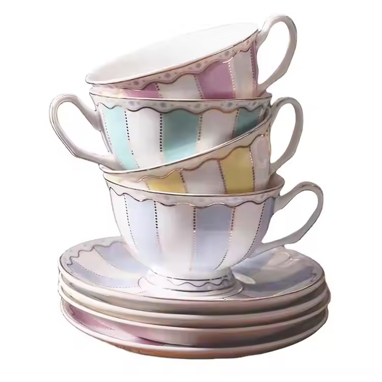 Keramika s mliekom Porcelánová šálka súpravy na kávu a čaj