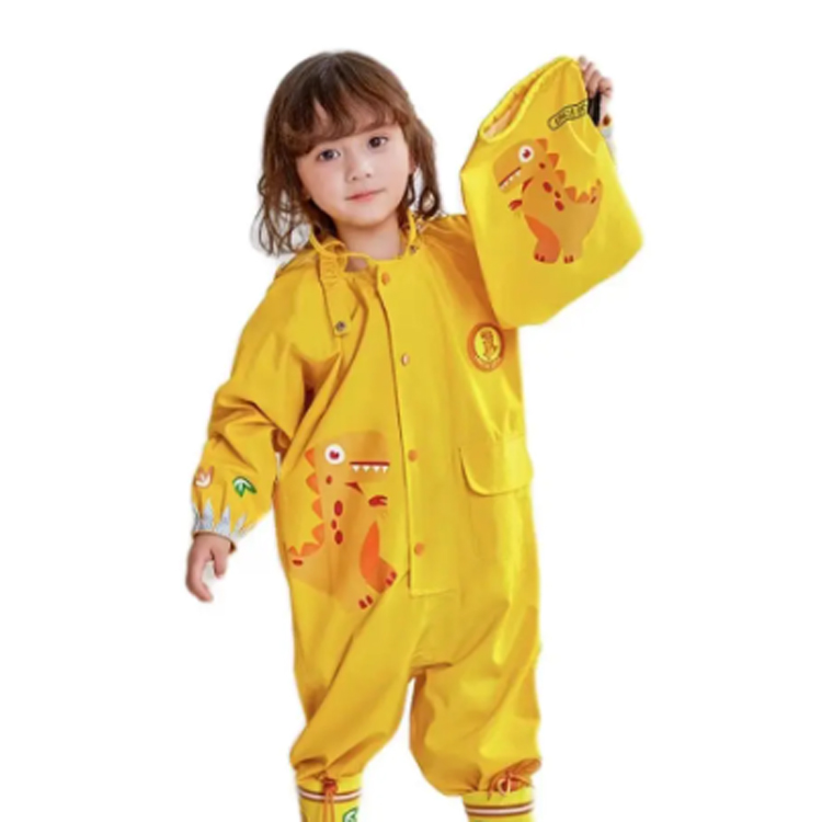 Vonkajší nepremokavý jednodielny karikatúra Dinosaur Kids Rain Coat