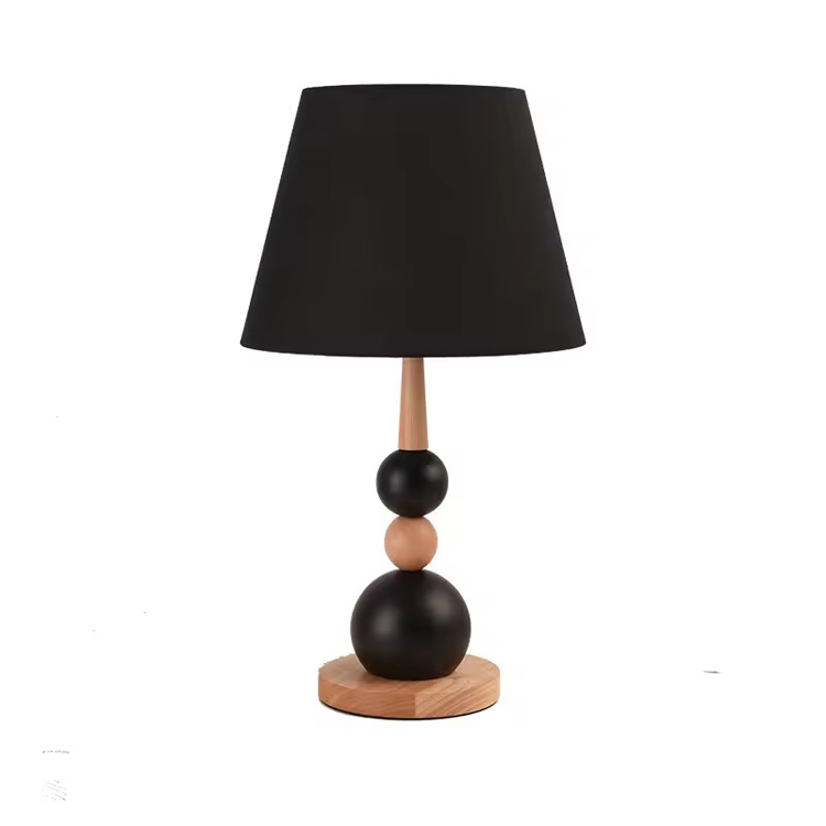 Nočná minimálna stolná lampa z dreva Simply Black Ball Retro