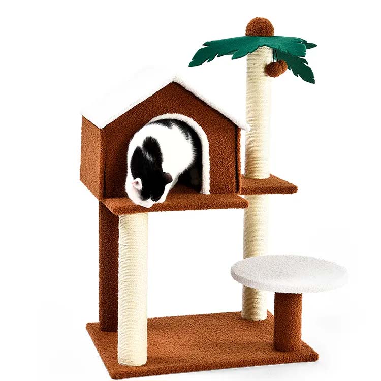 Sisal pokrytý poškriabaním stĺpcov Polkded Platform Pet House House