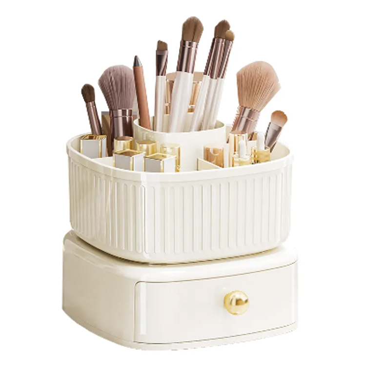 Štvorcová zásuvka llipstick make -up kefka otočná úložná skrinka
