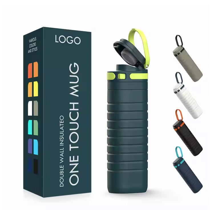 Nerezový vákuovo izolovaný cestovný hrnček s dotykovým viečkom 500 ml