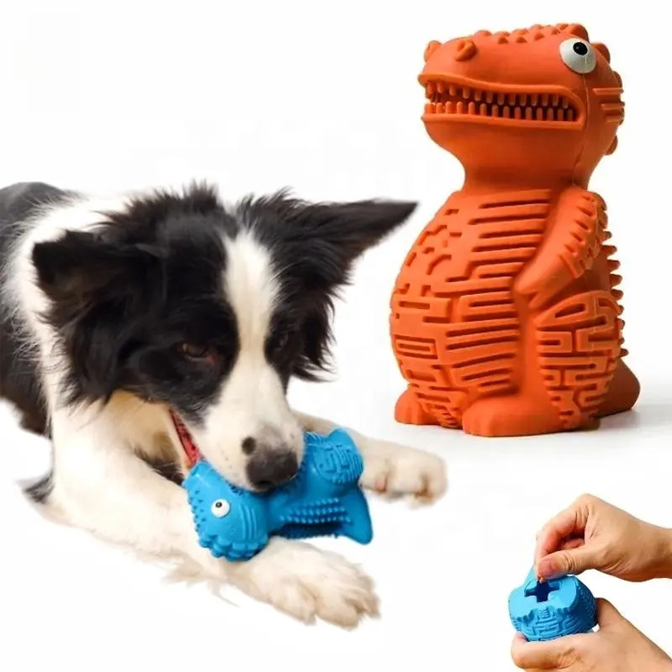 Tvrdý priťahovaný žuva trvanlivý gumový dinosaur puzzle pre psie hračky