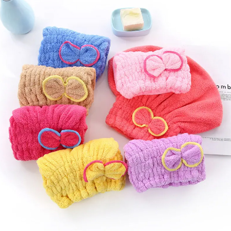 Ultra absorpčné čiapky Bowknot Mäkké uteráky na sušenie vlasov
